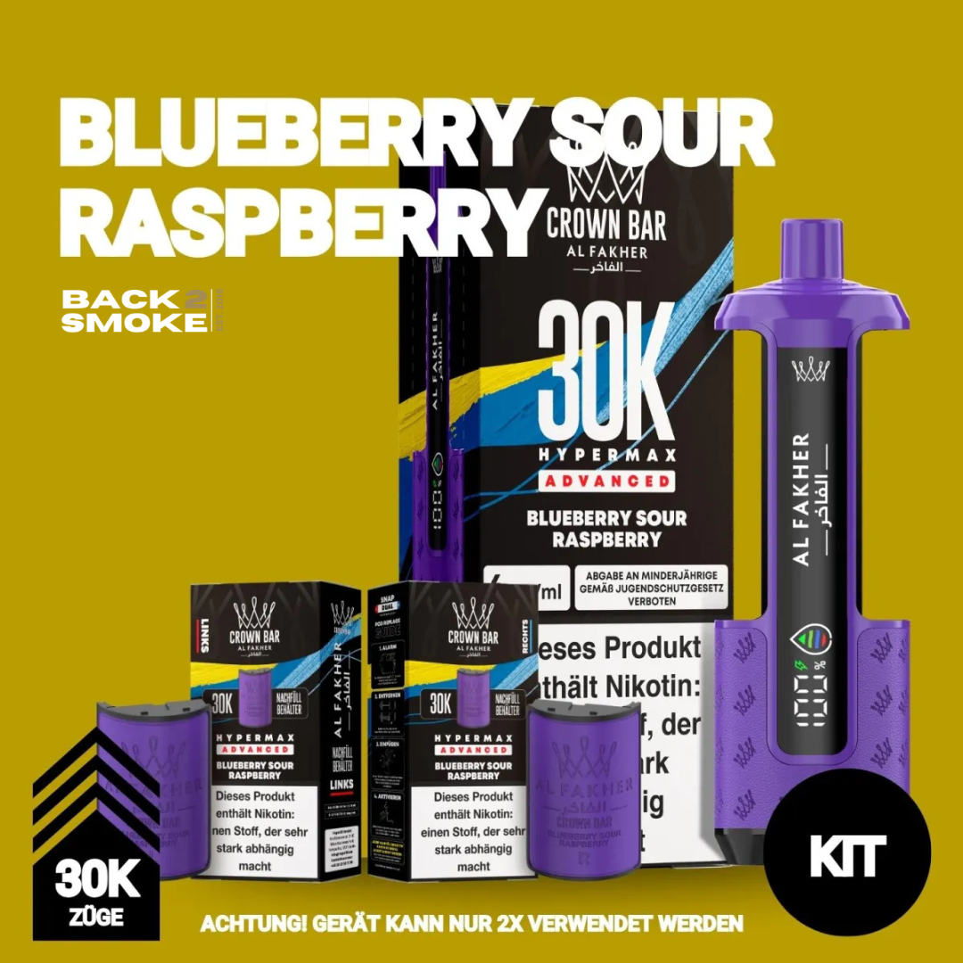 Al Fakher Hypermax 30.000 Züge - Blueberry sour Raspberry
