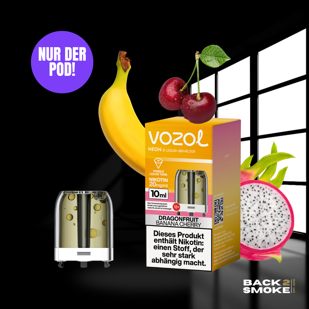 Vozol Neon Plug Max Pod + Verdampfer 18.000 Züge - Dragonfruit Banana Cherry