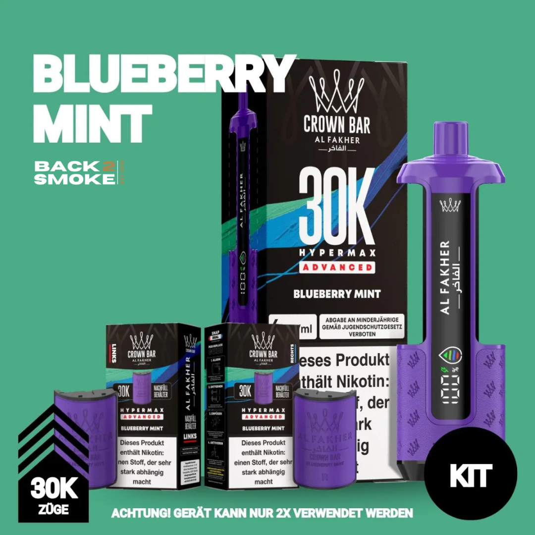 Al Fakher Hypermax 30.000 Züge - Blueberry Mint
