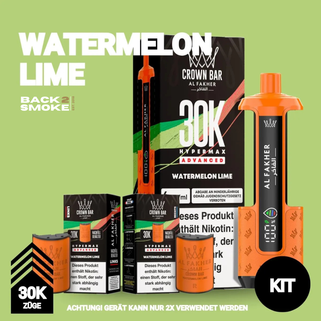 Al Fakher Hypermax 30.000 Züge - Watermelon Lime