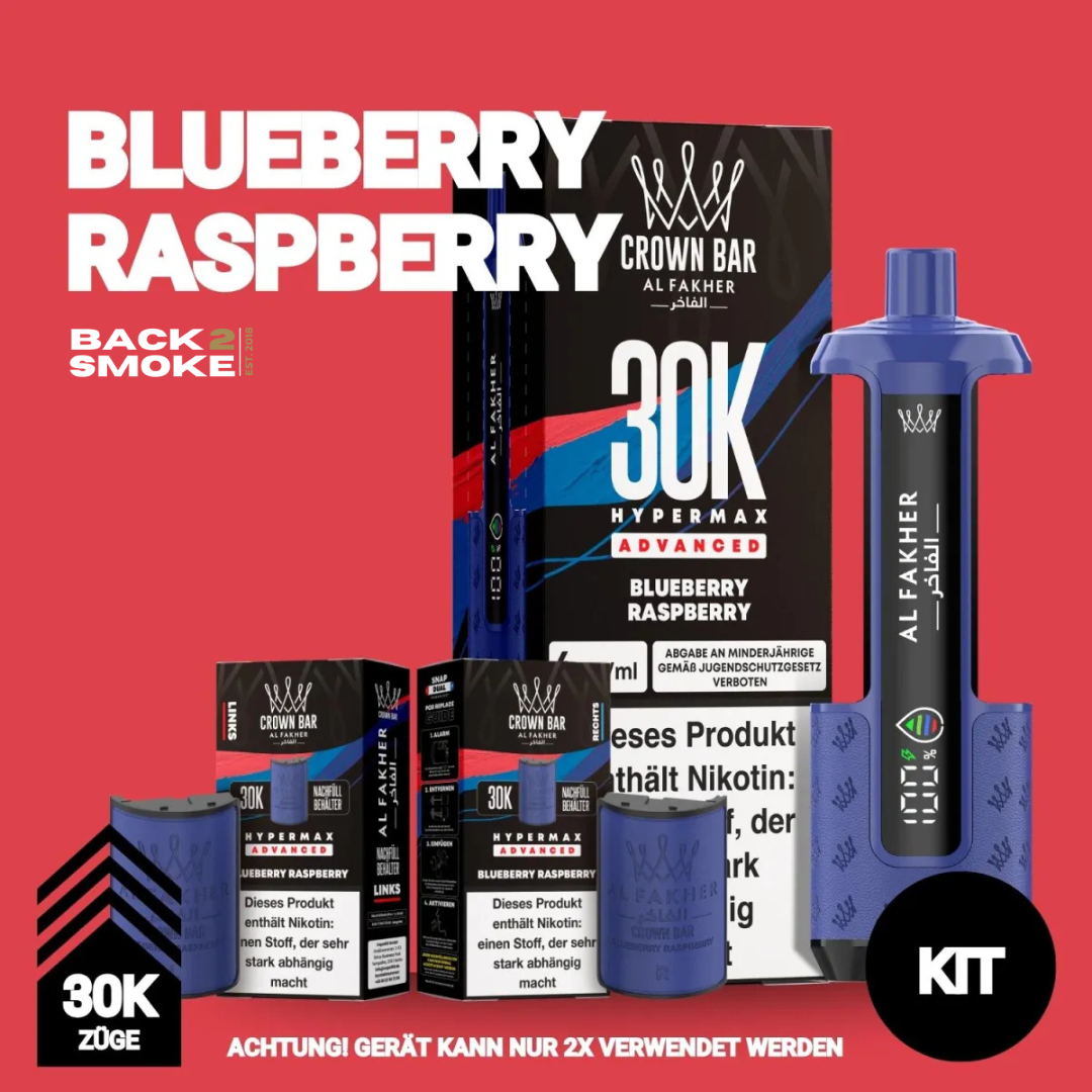 Al Fakher Hypermax 30.000 Züge - Blueberry Raspberry