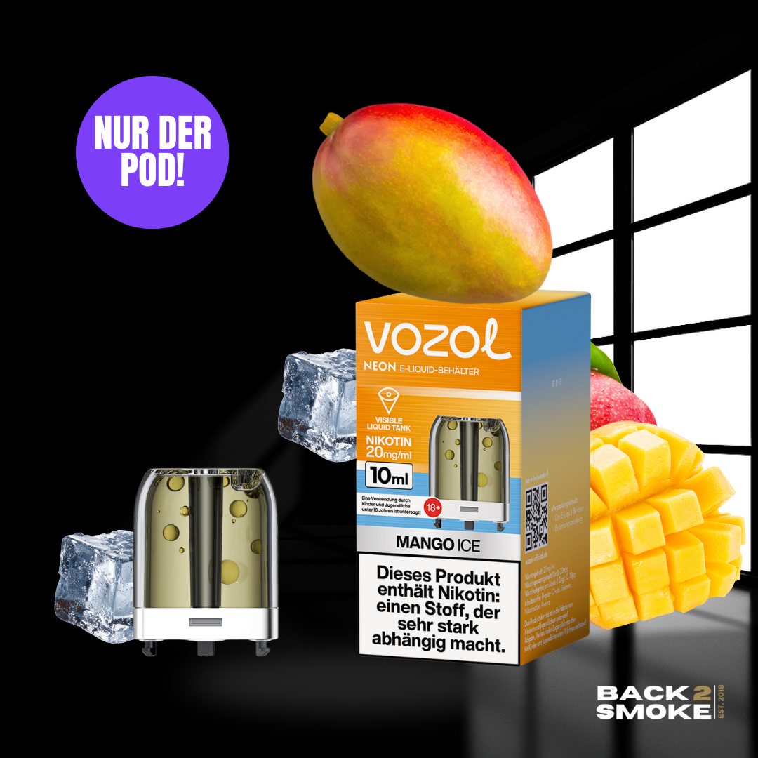 Vozol Neon Plug Max Pod + Verdampfer 18.000 Züge - Mango Ice