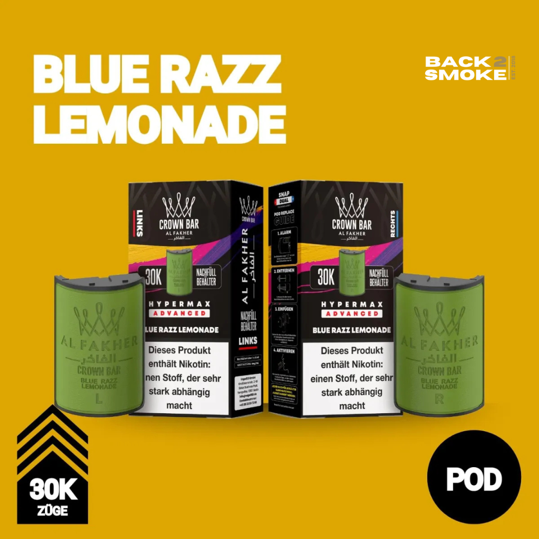 Al Fakher Hypermax 30.000 Züge Pod - Blue Razz Lemonade