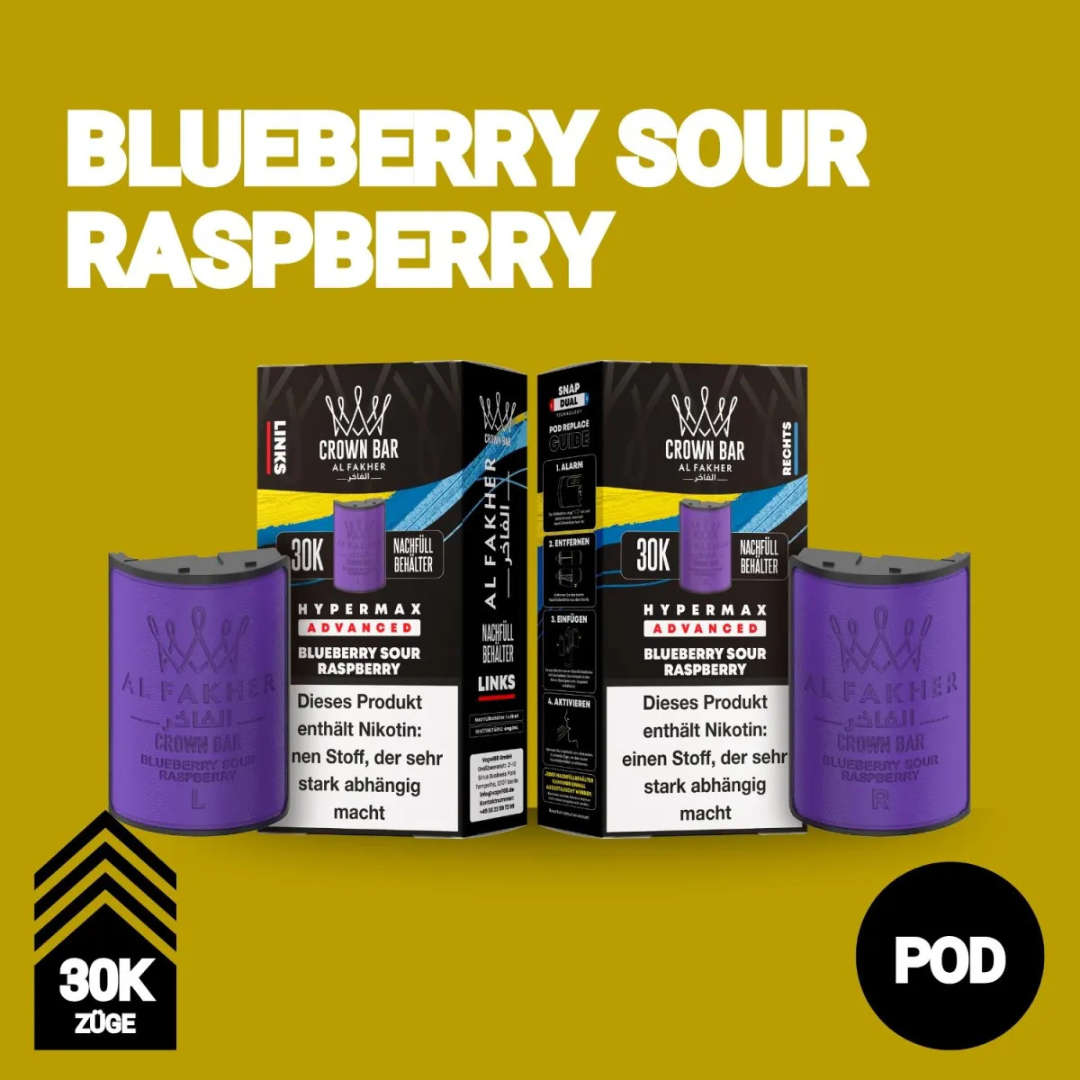 Al Fakher Hypermax 30.000 Züge Pod - Blueberry sour Raspberry