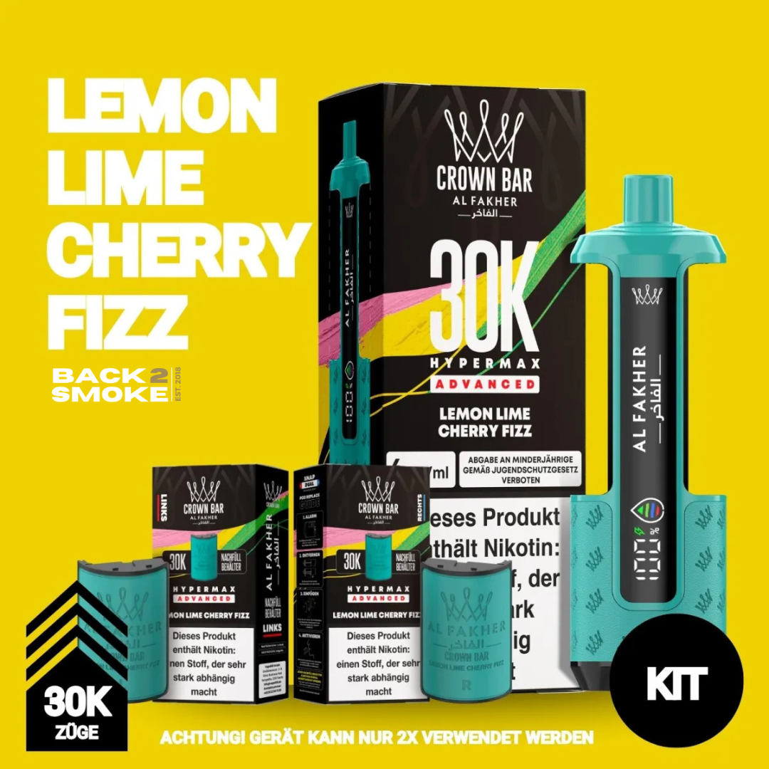 Al Fakher Hypermax 30.000 Züge - Lemon Lime Cherry Fizz