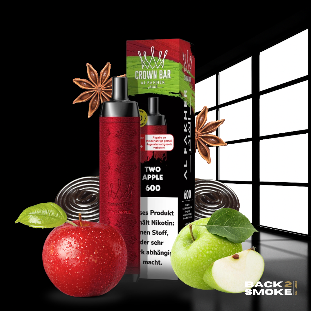 Al Fakher Crown Bar 20mg - 600 Züge - Two Apples