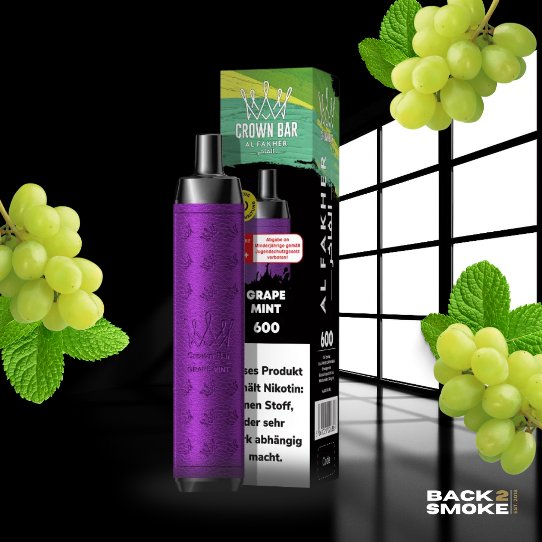 Al Fakher Crown Bar 20mg - 600 Züge - Grape Mint