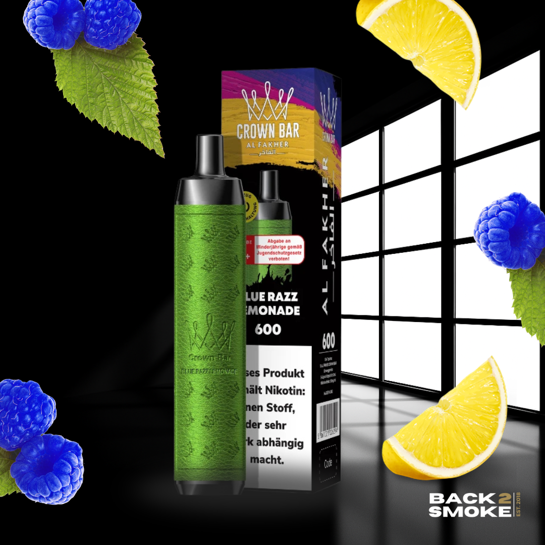 Al Fakher Crown Bar 20mg - 600 Züge - Blue Razz Lemonade