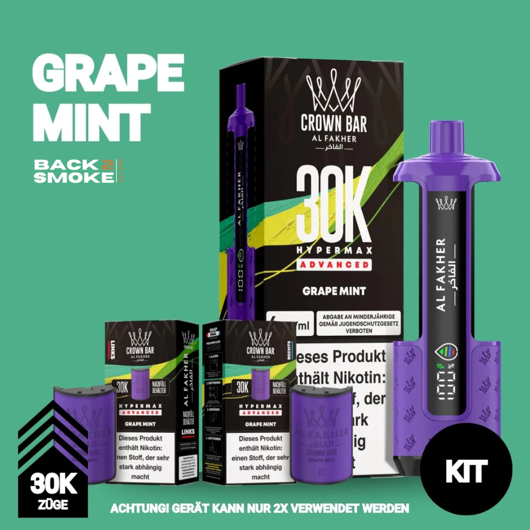 Al Fakher Hypermax 30.000 Züge - Grape Mint