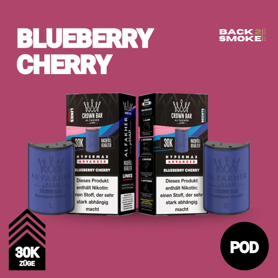 Al Fakher Hypermax 30.000 Züge Pod - Blueberry Cherry