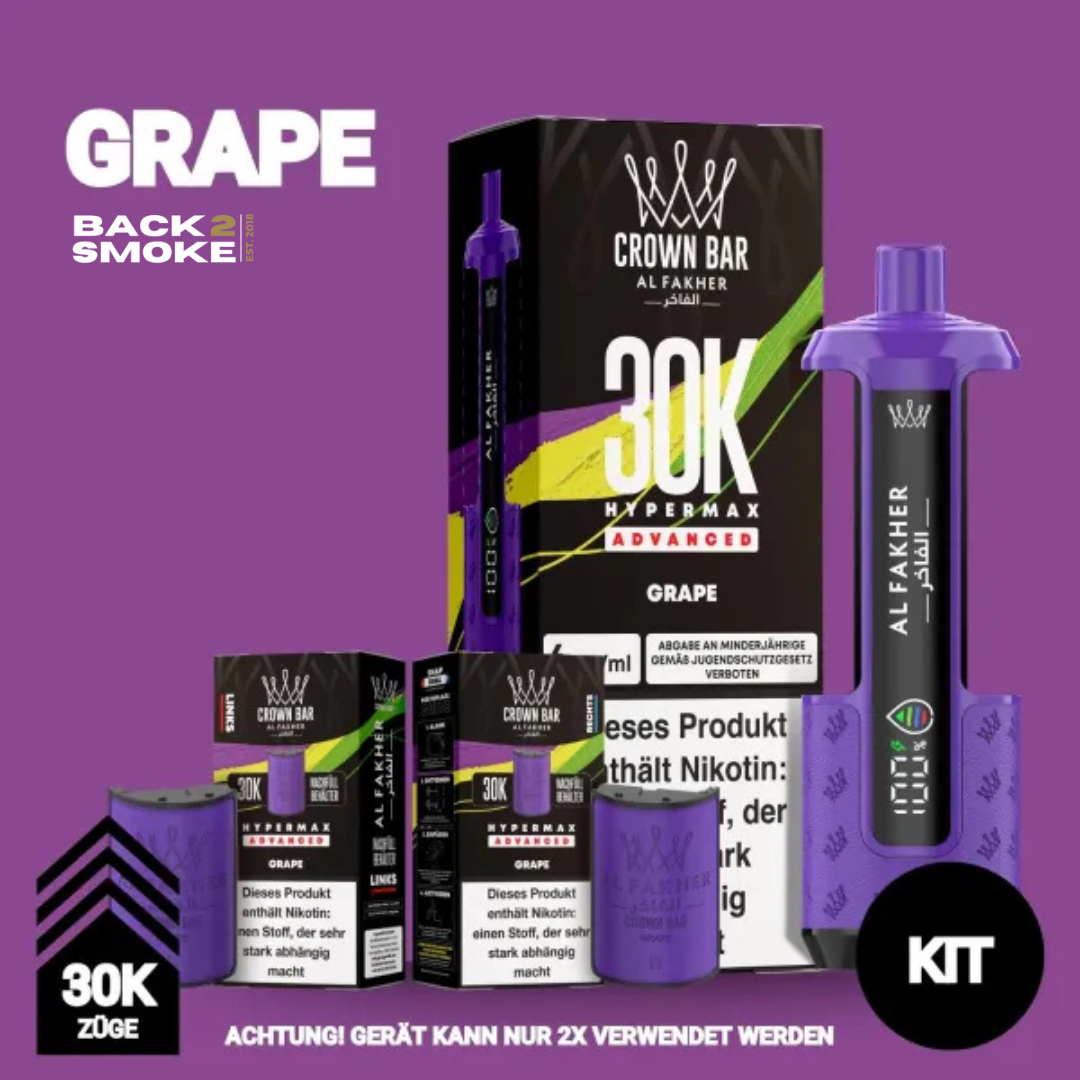 Al Fakher Hypermax 30.000 Züge - Grape