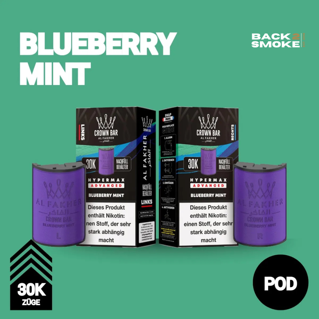 Al Fakher Hypermax 30.000 Züge Pod - Blueberry Mint