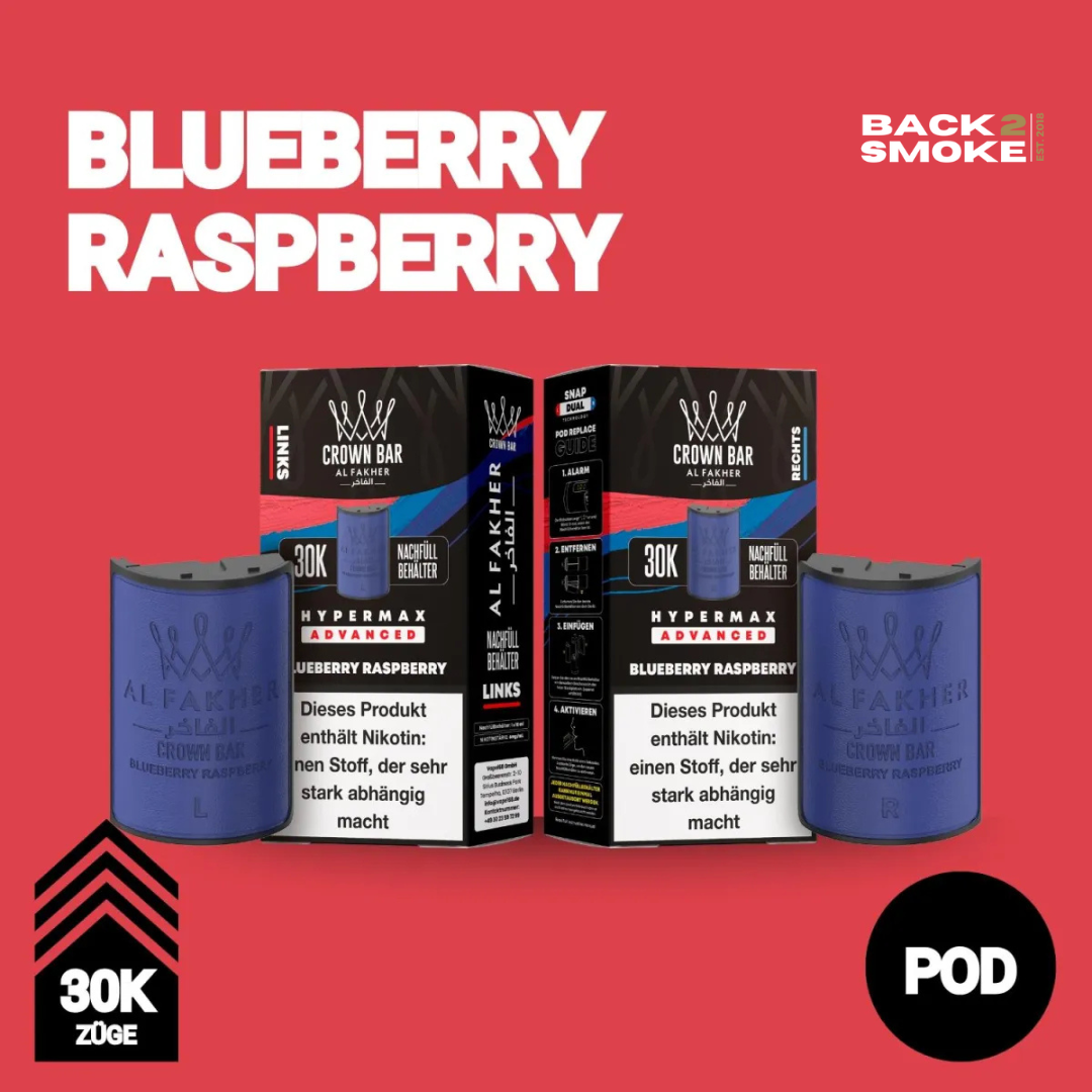 Al Fakher Hypermax 30.000 Züge Pod - Blueberry Raspberry