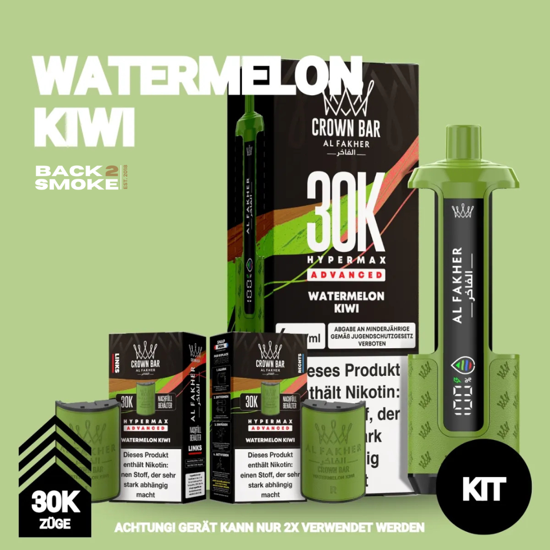 Al Fakher Hypermax 30.000 Züge - Watermelon Kiwi