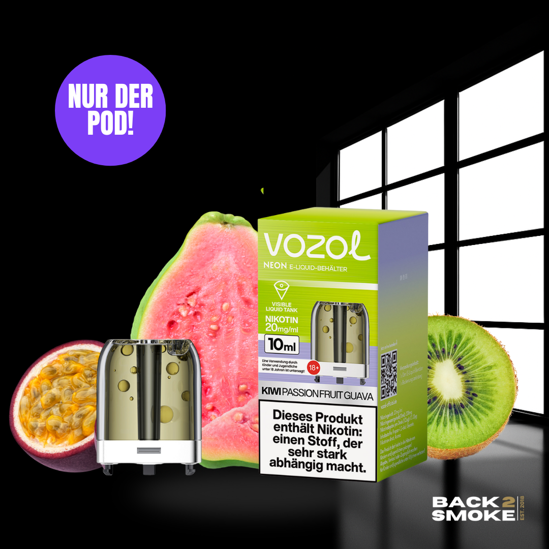 Vozol Neon Plug Max Pod + Verdampfer 18.000 Züge - Kiwi Passionfruit Guava